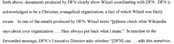 Witzel edits DFN’s wikipedia entry